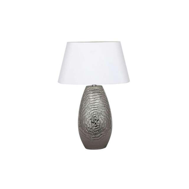 Rackhams Caitlin Silver Oval Ceramic Table Lamp With White Shade - image 1