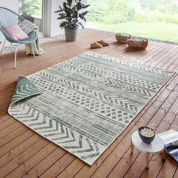 Rackhams Indoor-Outdoor Reversible Geometric Green Rug - 200X290 cm - thumbnail 4