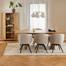 Rackhams Darlene Dining Chair with Armrest and Swivel Function in Beige - 1 - thumbnail 5