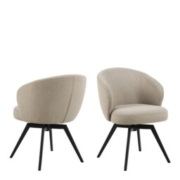 Rackhams Darlene Dining Chair with Armrest and Swivel Function in Beige - 1 - thumbnail 1
