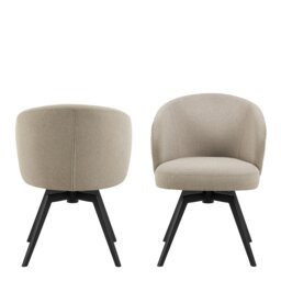 Rackhams Darlene Dining Chair with Armrest and Swivel Function in Beige - 1 - thumbnail 2