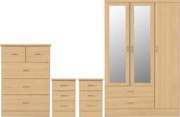 Rackhams Nevada 3 Door Wardrobe 4 Piece Bedroom Set - Sonoma Oak - thumbnail 1