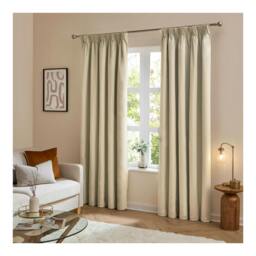 Rackhams Ultimate Velvet Pencil Pleat Curtains - Natural - 229cm x 229cm - Natural - 100% Polyester