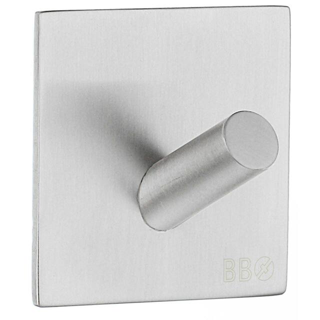 Rackhams Brushed Stainless Steel Single Towel Hook (45 x 45mm) Self Adhesive Bathroom Wall Mounted - image 1