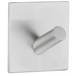 Rackhams Brushed Stainless Steel Single Towel Hook (45 x 45mm) Self Adhesive Bathroom Wall Mounted
