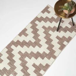 Rackhams Malina Brown & Natural Kilim Cotton Rug - 66 x 200 cm - thumbnail 1
