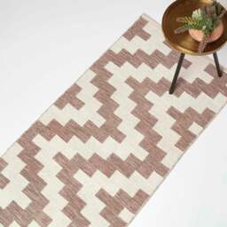 Rackhams Malina Brown & Natural Kilim Cotton Rug - 66 x 200 cm - thumbnail 2