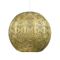 Rackhams 30cm Spherical Moroccan Pendant Lamp Shade in Satin Gold Metal - Vintage Design - thumbnail 4