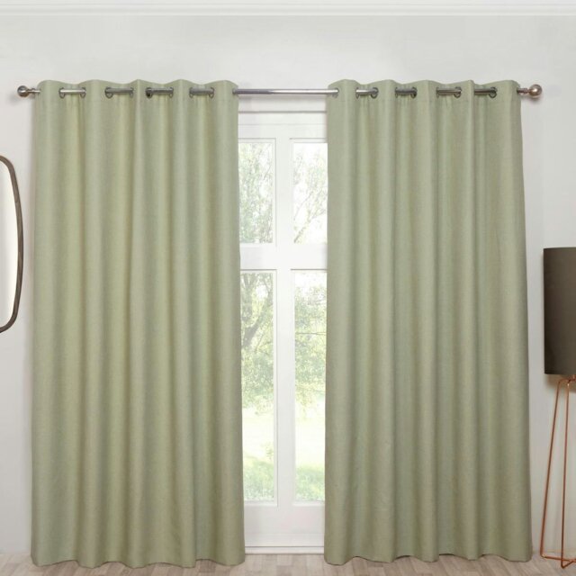 "Rackhams Cosmos Green Eyelet Ready Made Eyelet Curtains - Green - 46x54"" - Curtains" - image 1