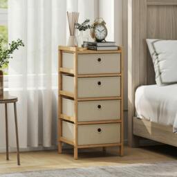 Rackhams Chest of Drawers, 4 Drawers Dresser with Bamboo Frame - Natural - 33 x 29 x 70 cm - 70