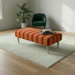 Rackhams Large Rectangular Coffee Table Seat – Multi-Toned Fabric Bench for Living Room - 40 x 40 Inches (102 x 102cm) - thumbnail 6