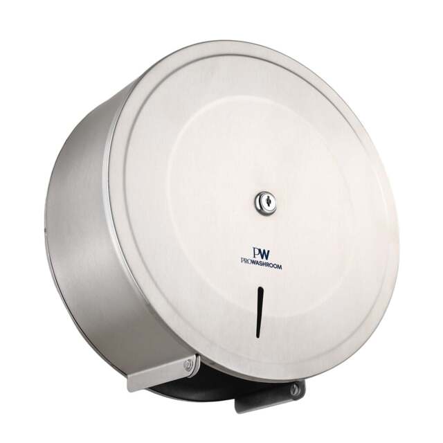 Rackhams Pro Washroom Stainless Steel Toilet Roll Dispenser Jumbo 300mm Roll Holder, - image 1