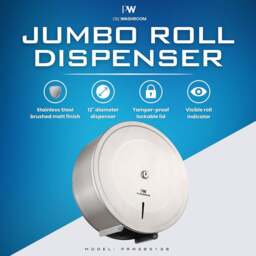 Rackhams Pro Washroom Stainless Steel Toilet Roll Dispenser Jumbo 300mm Roll Holder, - thumbnail 5