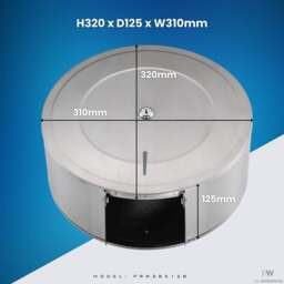 Rackhams Pro Washroom Stainless Steel Toilet Roll Dispenser Jumbo 300mm Roll Holder, - thumbnail 6