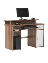 Rackhams Albany Desk with 1 Drawer and 1 Door in Walnut White - Brown - thumbnail 1