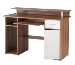 Rackhams Albany Desk with 1 Drawer and 1 Door in Walnut White - Brown - thumbnail 2