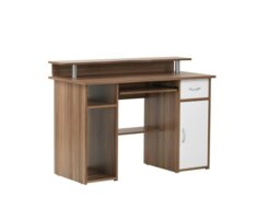 Rackhams Albany Desk with 1 Drawer and 1 Door in Walnut White - Brown - thumbnail 3