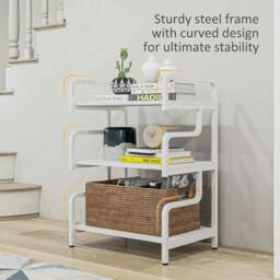 Rackhams 3-Tier Printer Stand with Storage Shelves, Printer Table, 55 x 40 x 77cm Printer Shelf for Home Office, Study, White - thumbnail 5