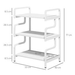 Rackhams 3-Tier Printer Stand with Storage Shelves, Printer Table, 55 x 40 x 77cm Printer Shelf for Home Office, Study, White - thumbnail 3