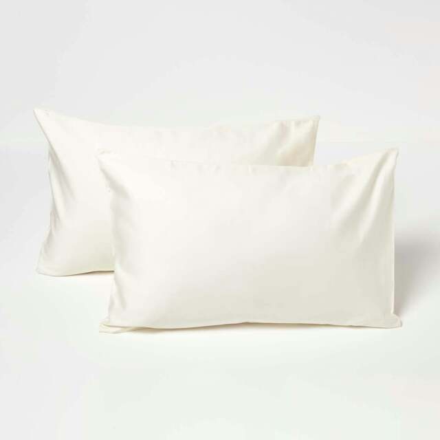 Rackhams Organic Cotton Kids Pillowcases 40 x 60 cm 400 Thread Count, 2 Pack - Cream - image 1