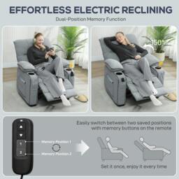Rackhams Electric Massage Recliner Armchair with Heat, Power Reclining Chair - Metal - Grey - Velvet-feel fabric - thumbnail 5
