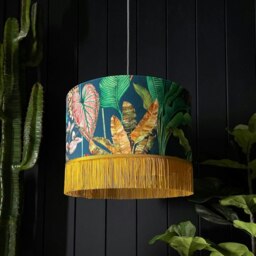 "Rackhams Magic Fruits Lampshade With Gold Lining and Antique Gold Fringing - Table / Floor Lamp - 30cm Diameter x 25cm Height (12"" x 10"")" - thumbnail 5