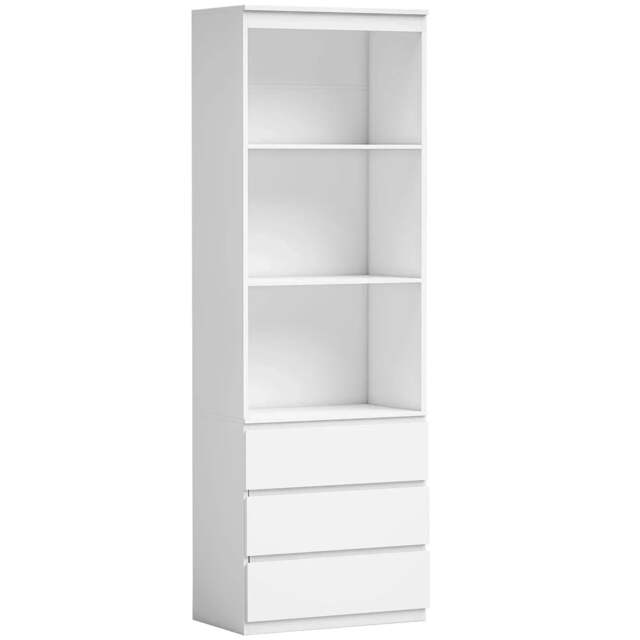 Rackhams 180cm Tall Bookcase, with Shelves and Drawers - White - image 1