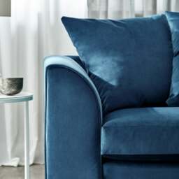 Rackhams Fernando Plush Velvet Fabric 3 Seater Sofa - Blue - thumbnail 3