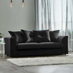 Rackhams Fernando Plush Velvet Fabric 3 Seater Sofa - Blue - thumbnail 5