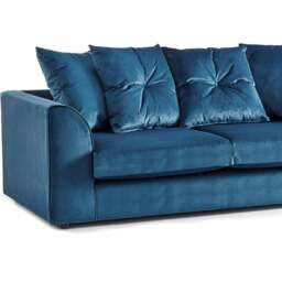Rackhams Fernando Plush Velvet Fabric 3 Seater Sofa - Blue - thumbnail 6
