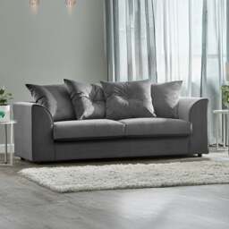 Rackhams Fernando Plush Velvet Fabric 3 Seater Sofa - Blue - thumbnail 2