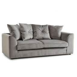 Rackhams Fernando Plush Velvet Fabric 3 Seater Sofa - Blue - thumbnail 4