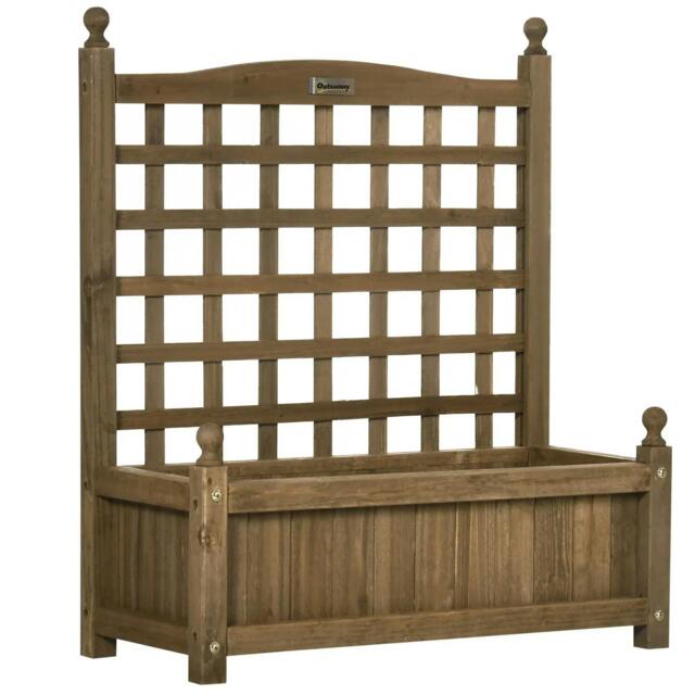 Rackhams Garden Planters with Trellis for Climbing Vines, Wood Raised Beds for Garden, Flower Pot, Indoor Outdoor, Brown - image 1