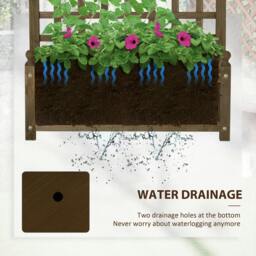 Rackhams Garden Planters with Trellis for Climbing Vines, Wood Raised Beds for Garden, Flower Pot, Indoor Outdoor, Brown - thumbnail 5