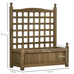 Rackhams Garden Planters with Trellis for Climbing Vines, Wood Raised Beds for Garden, Flower Pot, Indoor Outdoor, Brown - thumbnail 3