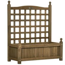 Rackhams Garden Planters with Trellis for Climbing Vines, Wood Raised Beds for Garden, Flower Pot, Indoor Outdoor, Brown - thumbnail 1