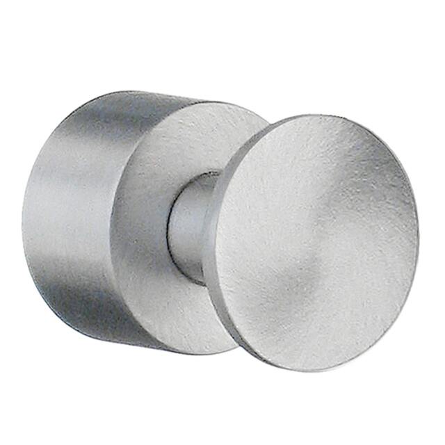 Rackhams Pair of Brushed Chrome Towel Hooks (19mm) Wall Mounted Bathroom Storage Round Robe Hooks Clothes Hanger Coat Peg