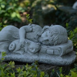 Rackhams Small Girl with her Cat Garden Statue - thumbnail 3