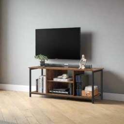 Rackhams Rustic TV Stand for TVs up to 60 Inches – Industrial Entertainment Unit with Open Shelves, 120 x 40 x 50 cm - thumbnail 4
