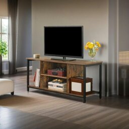 Rackhams Rustic TV Stand for TVs up to 60 Inches – Industrial Entertainment Unit with Open Shelves, 120 x 40 x 50 cm - thumbnail 3