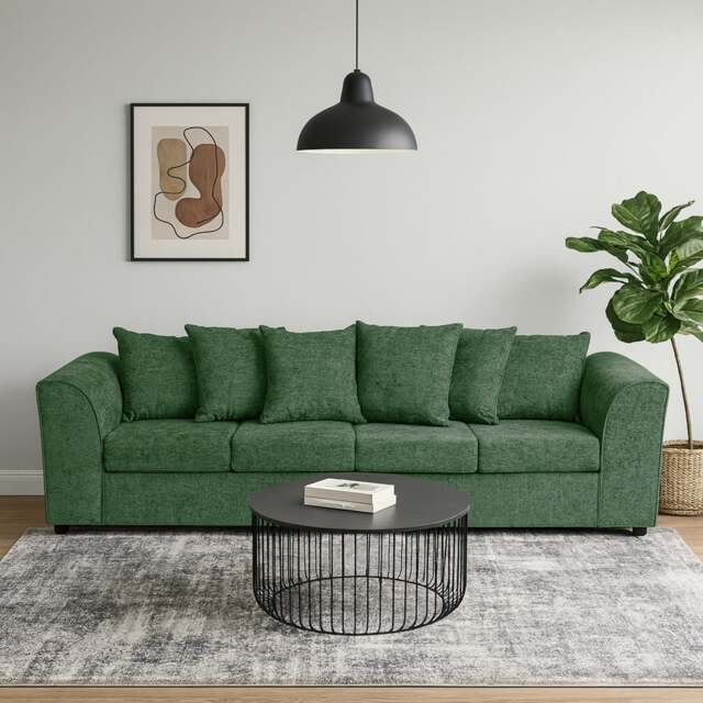 Rackhams Monaco Chenille Fabric 4 Seater Sofa - Green - image 1