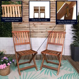 Rackhams Set of 2 Bowness Outdoor Garden Patio Wooden Folding Chairs - thumbnail 5