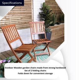 Rackhams Set of 2 Bowness Outdoor Garden Patio Wooden Folding Chairs - thumbnail 6