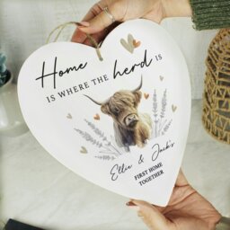 Rackhams Personalised Highland Cow Hanging Heart Ornament - thumbnail 2