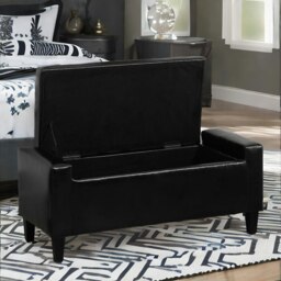 Rackhams Tufted Faux Leather Ottoman Bench Seat With Storage Black - thumbnail 3