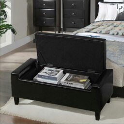 Rackhams Tufted Faux Leather Ottoman Bench Seat With Storage Black - thumbnail 5