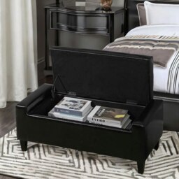 Rackhams Tufted Faux Leather Ottoman Bench Seat With Storage Black - thumbnail 6