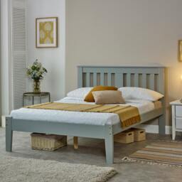 Rackhams Kingston Grey Pine Bed Frame Slatted Headboard Low Foot End 4 Sizes - Grey - 4FT - thumbnail 1