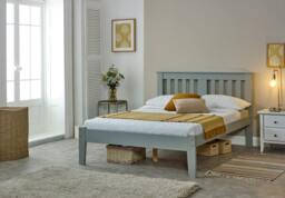Rackhams Kingston Grey Pine Bed Frame Slatted Headboard Low Foot End 4 Sizes - Grey - 4FT - thumbnail 2