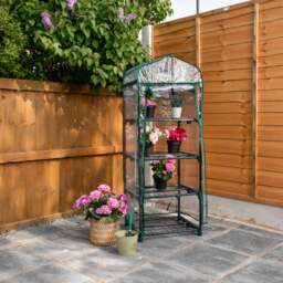 Rackhams 1.3m x 0.5m 4 Tier Greenhouse with Steel Frame and Removable PVC Cover - thumbnail 3